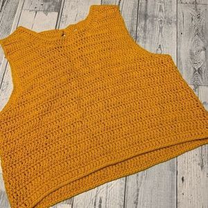Moth Mustard Crocheted Crop Top